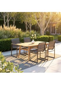 Gartensessel-Set Matteo Grau Metall/Texteline