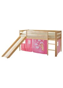 Spielbett "Manuel",aus Kiefer, kieferfarben/pink