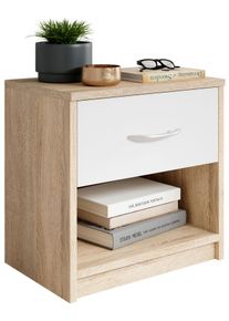 Nachtk&auml;stchen Fair Wei&szlig;/Eichefarben