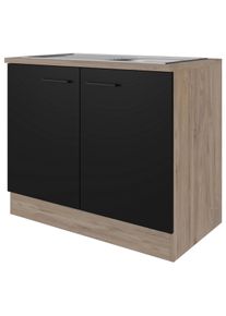 Sp&uuml;lenunterschrank Capri Schwarz/Eichefarben