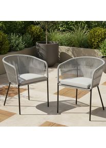 Gartensessel-Set 2-er Set Victor Hellgrau Metall/Textil