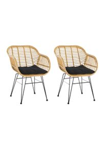 Gartensessel-Set 2-er-Set Naturfarben/Schwarz