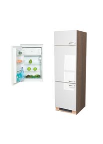 Ger&auml;teumbauschrank Wei&szlig; Hochglanz/Eiche