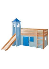 Spielbett "Kasper",aus Kiefer, hellblau/dunkelblau/kiefer