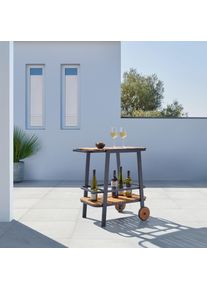 Servierwagen Marlo Schwarz Akazie/Aluminium