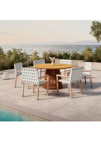 Gartensessel-Set 2-er Set Lauria Creme Holz/Textil