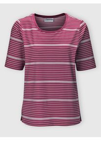 Dames Functioneel shirt, ademend en sneldrogend in malve/wit gestreept ,maat 36/38, Witt, 90% Polyester, 10% Elastan