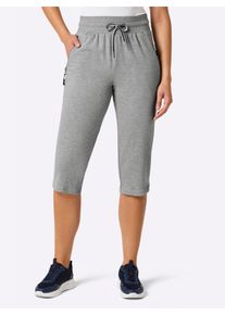 Dames Vrijetijdsbroek in caprilengte in grijs gem&ecirc;leerd ,maat 36/38, Witt, 88% Katoen, 12% Polyester