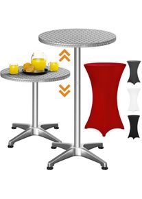 Casaria Stehtisch Silber 115x60cm + Stehtischhusse Rot &Oslash;60cm