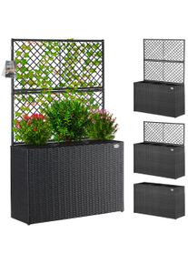 Casaria Polyrattan Blumenkasten mit Rankgitter Schwarz