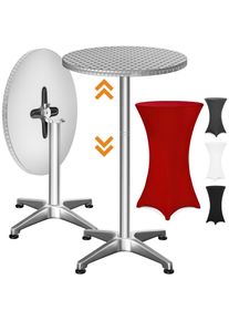 Casaria Stehtisch Silber 115x60cm + Husse Rot &Oslash;60cm