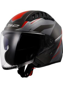 LS2 OF600 Copter II Diston, casque &agrave; r&eacute;action , couleur: Gris/Noir/Rouge , taille: XS