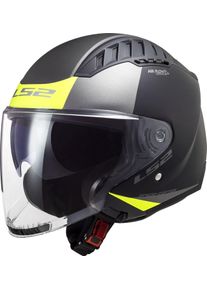 LS2 OF600 Copter II Urbane, capacete a jato , cor: Mate Preto/Amarelo N&eacute;on/Cinzento , tamanho: XS