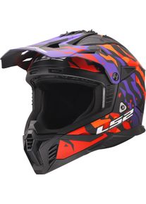 LS2 MX708 Fast II Grotesk, motocross helmet , color: Matt Black/Purple/Orange , size: XXL