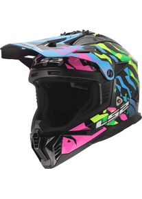 LS2 MX708 Fast II Grotesk, motocross helmet , color: Black/Blue/Pink/Green , size: 3XL