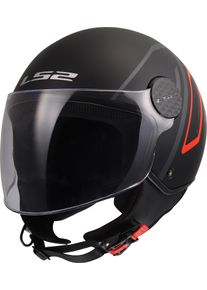 LS2 OF558 Sphere Lux II Minim, open face helmet , color: Matt Black/Grey/Red , size: S