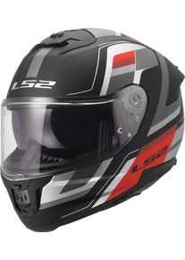 LS2 FF808 Stream II Vintage, capacete integral , cor: Mate Preto/Cinzento/Vermelho , tamanho: XS