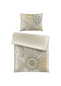 Novel Wendebettw&auml;sche, Grau, Textil, Blume, 140x200 cm, pflegeleicht, atmungsaktiv, hautfreundlich, schadstoffgepr&uuml;ft, Heimtextilien, Bettw&auml;sche & Leint&uuml;cher, Bettw&auml;sche, Wendebettw&auml;sche