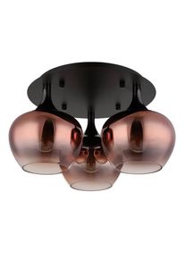 Globo , Klar, Schwarz, Kupferfarben, Schwarzchrom , Metall, Glas , 25.5 cm , CE , Beleuchtung, Innenleuchten, Deckenleuchten