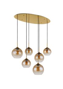 Globo , Klar, Messingfarben , Metall, Glas , 40x150x97.5 cm , beliebig k&uuml;rzbar , Beleuchtung, Innenleuchten, H&auml;ngeleuchten