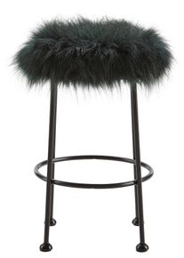 Hocker Luzie Dunkelgr&uuml;n Kunstfell