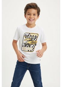T-Shirt LEVI'S KIDS "LVB RACE TO THE FINISH TEE", Jungen, Gr. 12 (152), wei&szlig; (blanc de blanc), Jersey, Obermaterial: 60% Baumwolle, 40% Polyester, bedruckt, regular fit normal, Rundhals, angesetztes B&uuml;ndchen, Shirts T-Shirt, mit Racing-Print, for Boys