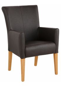 Armlehnstuhl Home Affaire "King", braun (dunkelbraun, eiche natur), B:60cm H:92cm T:65cm, Polyester, St&uuml;hle, Armlehnstuhl, Esszimmerstuhl mit bequemer Polsterung, Esszimmersessel mit Armlehnen