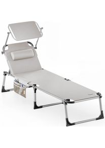 Casaria Gartenliege Malta Creme 210x61x35cm Alu Sonnendach