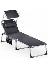 Casaria Gartenliege Malta Anthrazit 210x61x35cm Alu Sonnendach