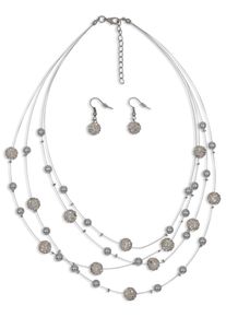 Ohrring und Ketten Set Firetti "Blue Crystal", silber (metallfarben, kristallwei&szlig;, kristallwei&szlig;), Schmuck_Sets, Herren, Metall, bunt, glitzernd, gl&auml;nzend, Ohrring und Ketten Set, mit Glasstein
