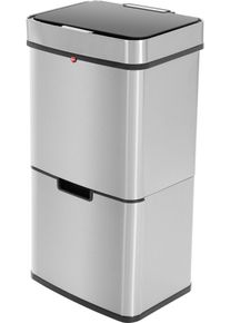 M&uuml;lltrennsystem Hailo "&Ouml;ko Vario XL", silber (edelstahlfarben), B:42cm H:78,5cm T:31,5cm, Edelstahl, M&uuml;lleimer, M&uuml;lltrennsystem, 54 Liter, Edelstahl, Kunststoff Inneneimer, Sensortechnik