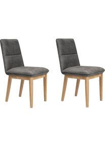 Esszimmerstuhl OTTO HOME "Beluna + Cross Essecke Sitzgruppe Eckbank K&uuml;chenbank", grau (dunkelgrau, wotan), B:47cm H:91cm T:60cm, Polyester, St&uuml;hle, Esszimmerstuhl, Gestell und Beine aus massiver Eiche modernes Landhaus