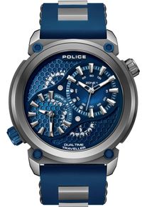 Multifunktionsuhr Police "BOA", blau, Armbanduhren, Damen, Multifunktionsuhr, Quarzuhr, Armbanduhr, Herrenuhr, Silikonarmband, analog, Dualzeit