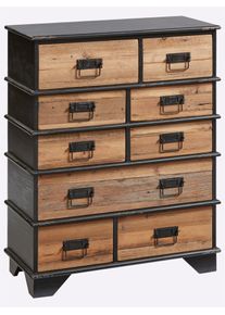 Kommode HEINE HOME, schwarz, natur, B:72,5cm H:90,5cm T:31,5cm, Spanplatte, Sideboards, Kommode