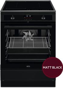 AEG Induktions-Standherd "CIB6499APB", Energieeffizienz: A, schwarz (matt, schwarz), Herdsets, mit Glast&uuml;r, mit Pyrolyse-Funktion, mit Hob&sup2;Hood-Steuerung, Induktions-Standherd