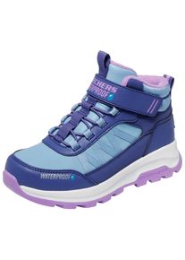 Klettstiefel Skechers "STORM BLAZER", M&auml;dchen, Gr. 31, blau (navy, lila), Lederimitat, Synthetik, Schuhe Klettstiefel, Winterboots, wasserabweisend, Gr&ouml;&szlig;enschablone zum Download