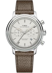Chronograph Timex "WATERBURY METROPOLITAN CHRONO", braun, Armbanduhren, Damen, Chronograph, Quarzuhr, Armbanduhr, Herrenuhr,Lederarmband,Stoppfunktion,Datum