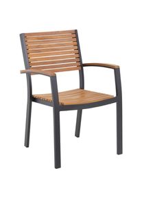 Ambia Garden Gartensessel, Schwarz, Teakfarben, Holz, Metall, Akazie, Hartholz, eckig, 59.5x88x58 cm, stapelbar, Gartenm&ouml;bel, Gartensessel, Gartenst&uuml;hle