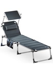 Casaria Gartenliege Bari Grau 210x60x81cm mit Tasche