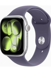 Apple Watch Series 11 Aluminium 46 mm (2025) | GPS + Cellular | silber | Sportarmband M/L | nebelviolett