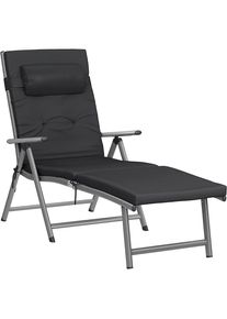 Modante Sonnenliege, Grau, Schwarz, Metall, Textil, F&uuml;llung: Polyetherschaumkern,Polyetherschaumkern, 61x39x183 cm, Auflage, R&uuml;ckenlehne verstellbar, Gartenm&ouml;bel, Gartenliegen, Sonnenliegen