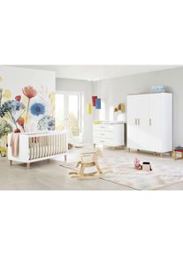 Pinolino , Wei&szlig;, Eichefarben , Holzwerkstoff , 6 F&auml;cher , 3 Schublade(n) Schubladen , zum Juniorbett umbaubar, h&ouml;henverstellbar, Sprossen mit Normabstand, zum Sitzsofa umbaubar, Aufbauanleitung im Karton, Lattenrost inklusive, Schlupfsprossen , Kinder- & Jugendzimmer, Komplette Jugendzimmer