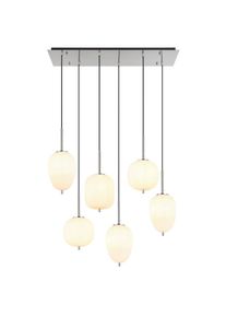 Globo , Opal, Nickelfarben , Metall, Glas , 34x120x80 cm , Beleuchtung, Innenleuchten, H&auml;ngeleuchten