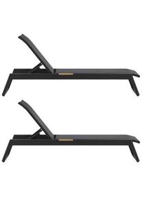 Gardenson , Schwarz , Metall , 60x35x200 cm , R&uuml;ckenlehne verstellbar , Gartenm&ouml;bel, Gartenliegen, Sonnenliegen