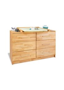 Pinolino , Buchefarben , Holz , Buche,Buche , massiv,massiv , 6 Schublade(n) Schubladen , 140x101x54-78 cm , Baby, Babyzimmer, Wickelkommoden