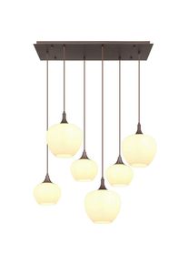 Globo , Braun, Opal, Schwarz , Metall, Glas, Textil , 42x120x86 cm , Beleuchtung, Innenleuchten, H&auml;ngeleuchten