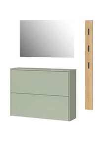 Livetastic , Gr&uuml;n, Eichefarben , Glas, Holzwerkstoff , 130x200x27 cm , Made in Germany , Beim&ouml;bel erh&auml;ltlich, h&auml;ngend , Garderobe, Garderoben-Set