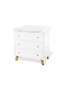 Pinolino , Wei&szlig;, Eichefarben , Holz, Holzwerkstoff , Eiche,Eiche , massiv,massiv , 3 Schublade(n) Schubladen , 100x56-78x100 cm , Baby, Babyzimmer, Wickelkommoden