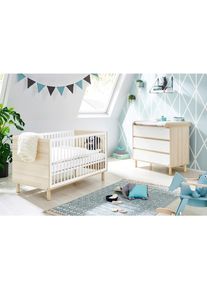 Pinolino , Wei&szlig;, Eschefarben , Holzwerkstoff , 3 Schublade(n) Schubladen , 75x85x145 cm , zum Juniorbett umbaubar, h&ouml;henverstellbar, Sprossen mit Normabstand, Aufbauanleitung im Karton, Lattenrost inklusive, Schlupfsprossen , Kinder- & Jugendzimmer, Komplette Jugendzimmer