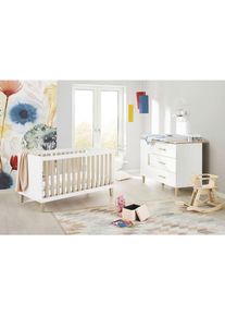 Pinolino , Wei&szlig;, Eichefarben , Holzwerkstoff , 3 Schublade(n) Schubladen , zum Juniorbett umbaubar, h&ouml;henverstellbar, Sprossen mit Normabstand, zum Sitzsofa umbaubar, Aufbauanleitung im Karton, Lattenrost inklusive, Schlupfsprossen , Kinder- & Jugendzimmer, Komplette Jugendzimmer